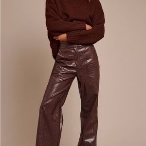 PrettyLittleThing Shiny Brown Wide Leg Pants